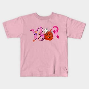 Boo Pumpkin Cute Ghost Pink Ribbon Breast Cancer Halloween Kids T-Shirt